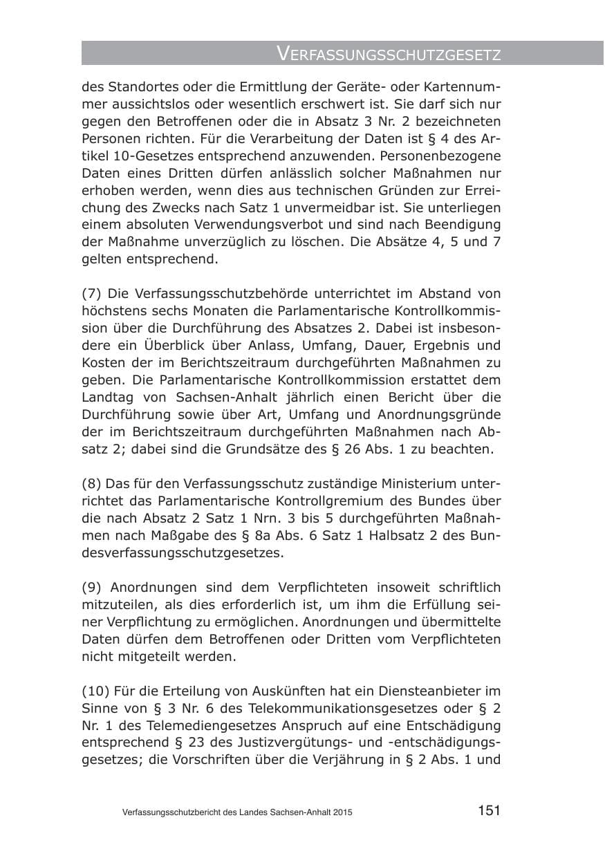 Seite 151 des Verfassungsschutzbericht 2015 Sachsen-Anhalt