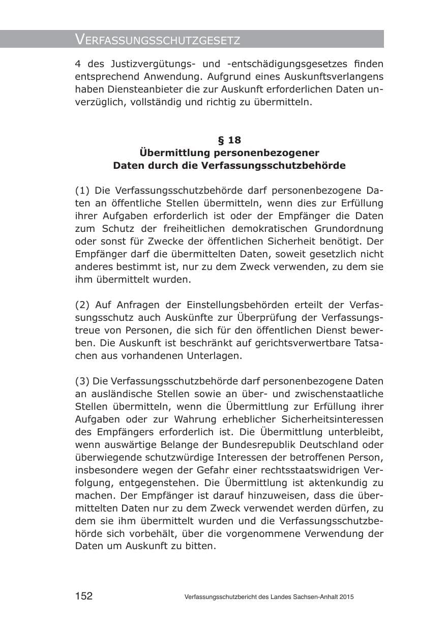 Seite 152 des Verfassungsschutzbericht 2015 Sachsen-Anhalt