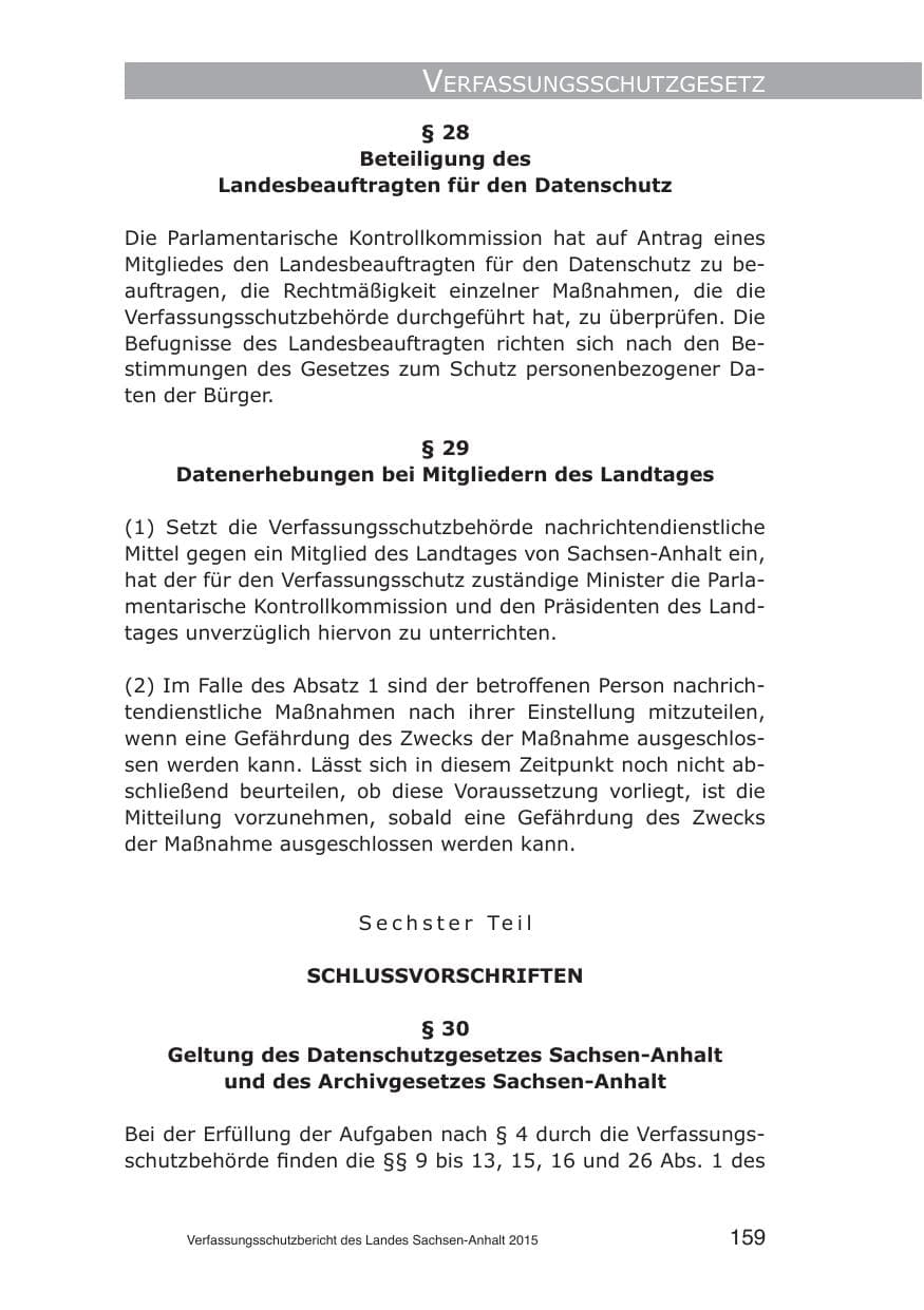 Seite 159 des Verfassungsschutzbericht 2015 Sachsen-Anhalt