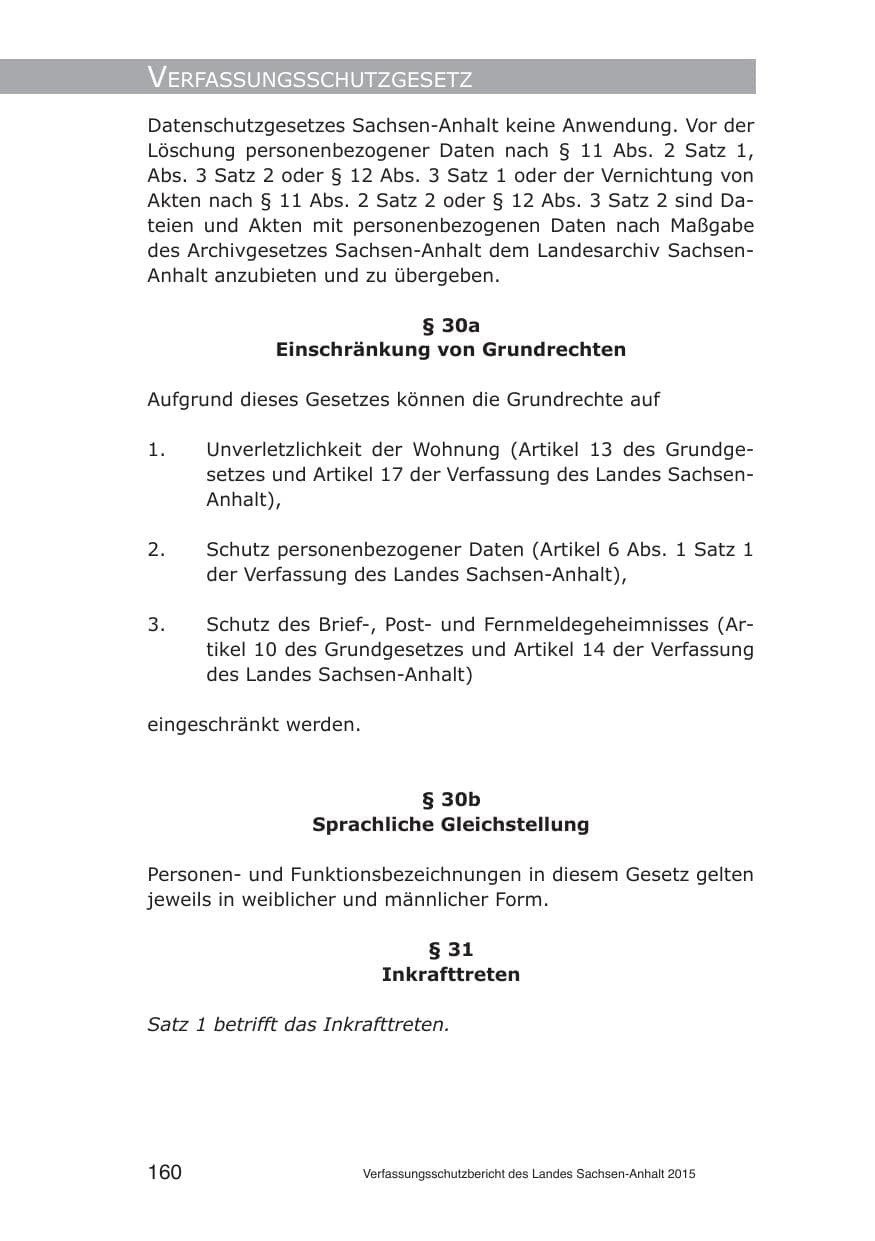 Seite 160 des Verfassungsschutzbericht 2015 Sachsen-Anhalt