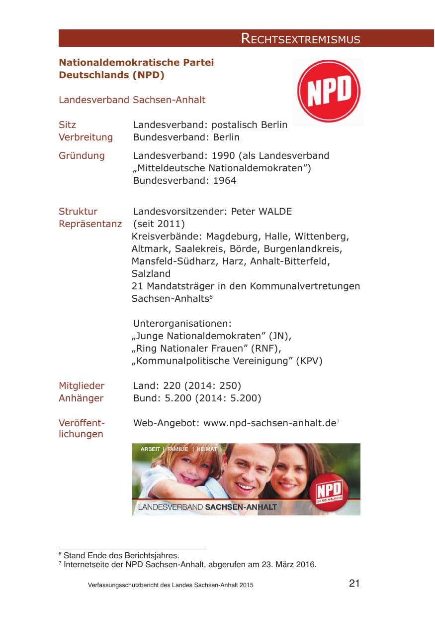 Seite 21 des Verfassungsschutzbericht 2015 Sachsen-Anhalt