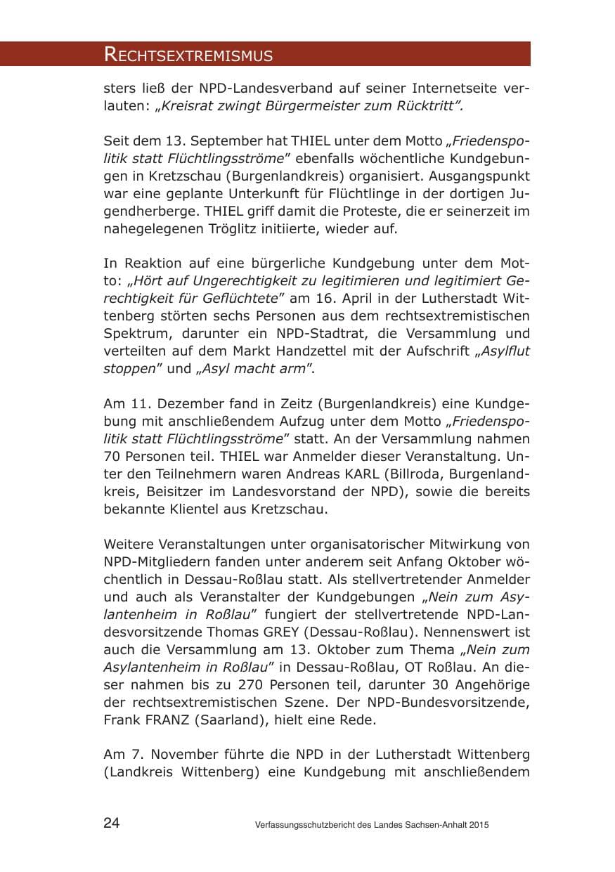 Seite 24 des Verfassungsschutzbericht 2015 Sachsen-Anhalt