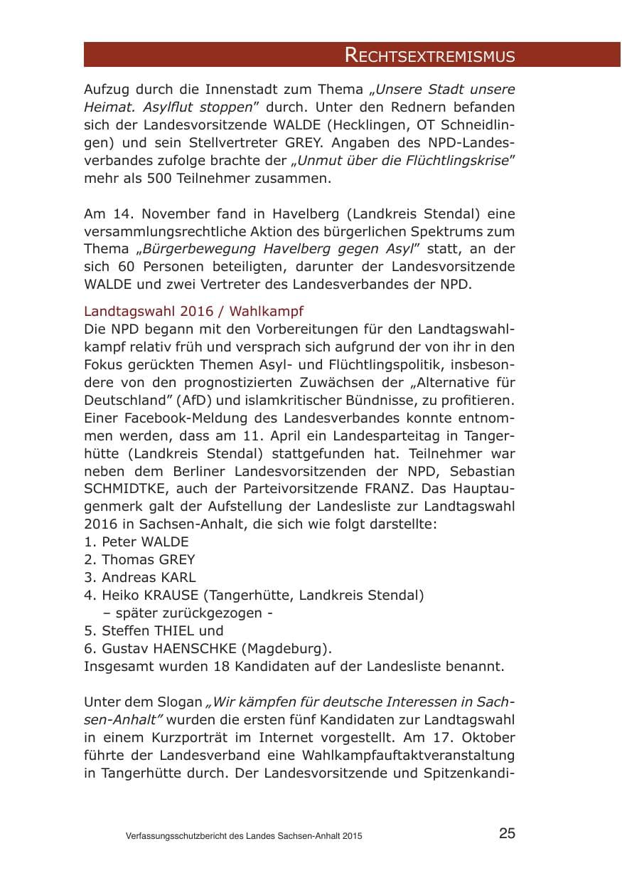 Seite 25 des Verfassungsschutzbericht 2015 Sachsen-Anhalt