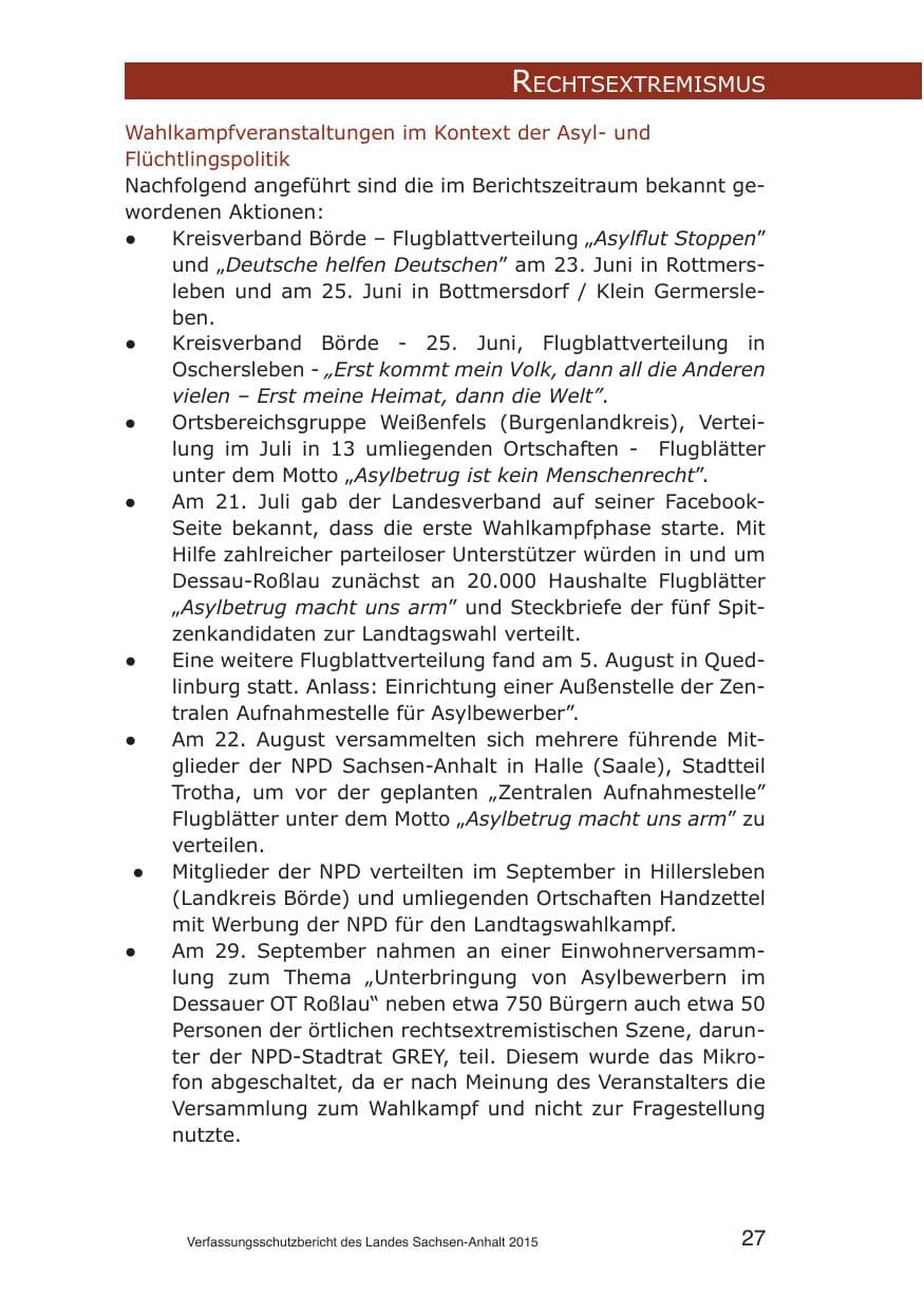 Seite 27 des Verfassungsschutzbericht 2015 Sachsen-Anhalt