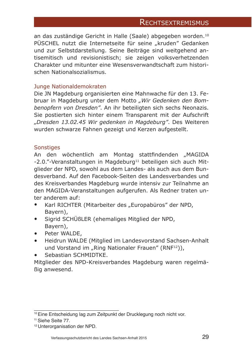 Seite 29 des Verfassungsschutzbericht 2015 Sachsen-Anhalt