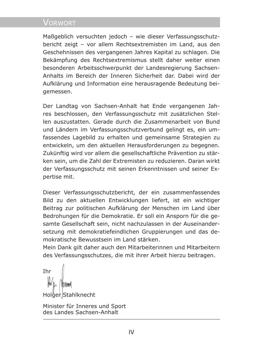 Seite 4 des Verfassungsschutzbericht 2015 Sachsen-Anhalt