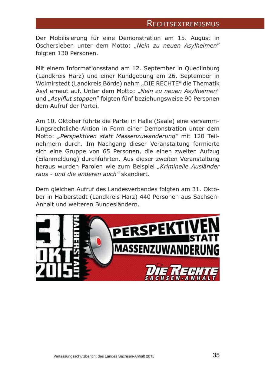 Seite 35 des Verfassungsschutzbericht 2015 Sachsen-Anhalt