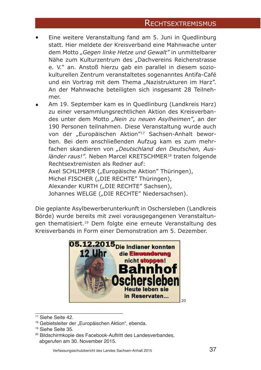 Seite 37 des Verfassungsschutzbericht 2015 Sachsen-Anhalt