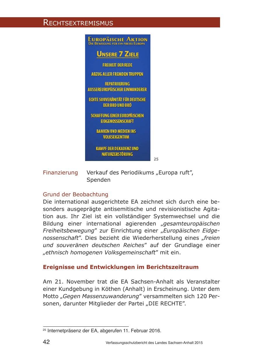 Seite 42 des Verfassungsschutzbericht 2015 Sachsen-Anhalt