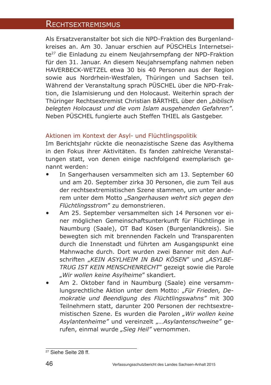 Seite 46 des Verfassungsschutzbericht 2015 Sachsen-Anhalt