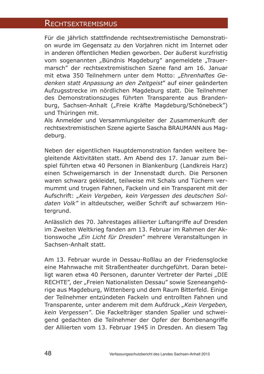 Seite 48 des Verfassungsschutzbericht 2015 Sachsen-Anhalt