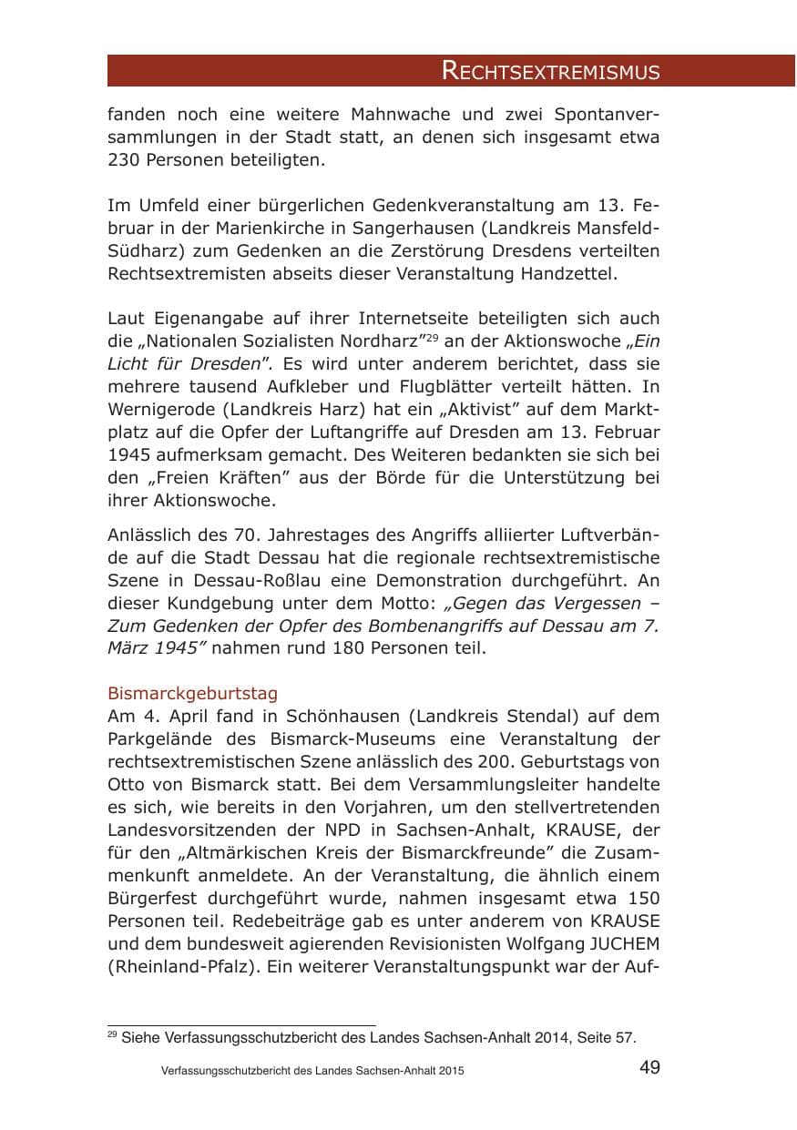 Seite 49 des Verfassungsschutzbericht 2015 Sachsen-Anhalt