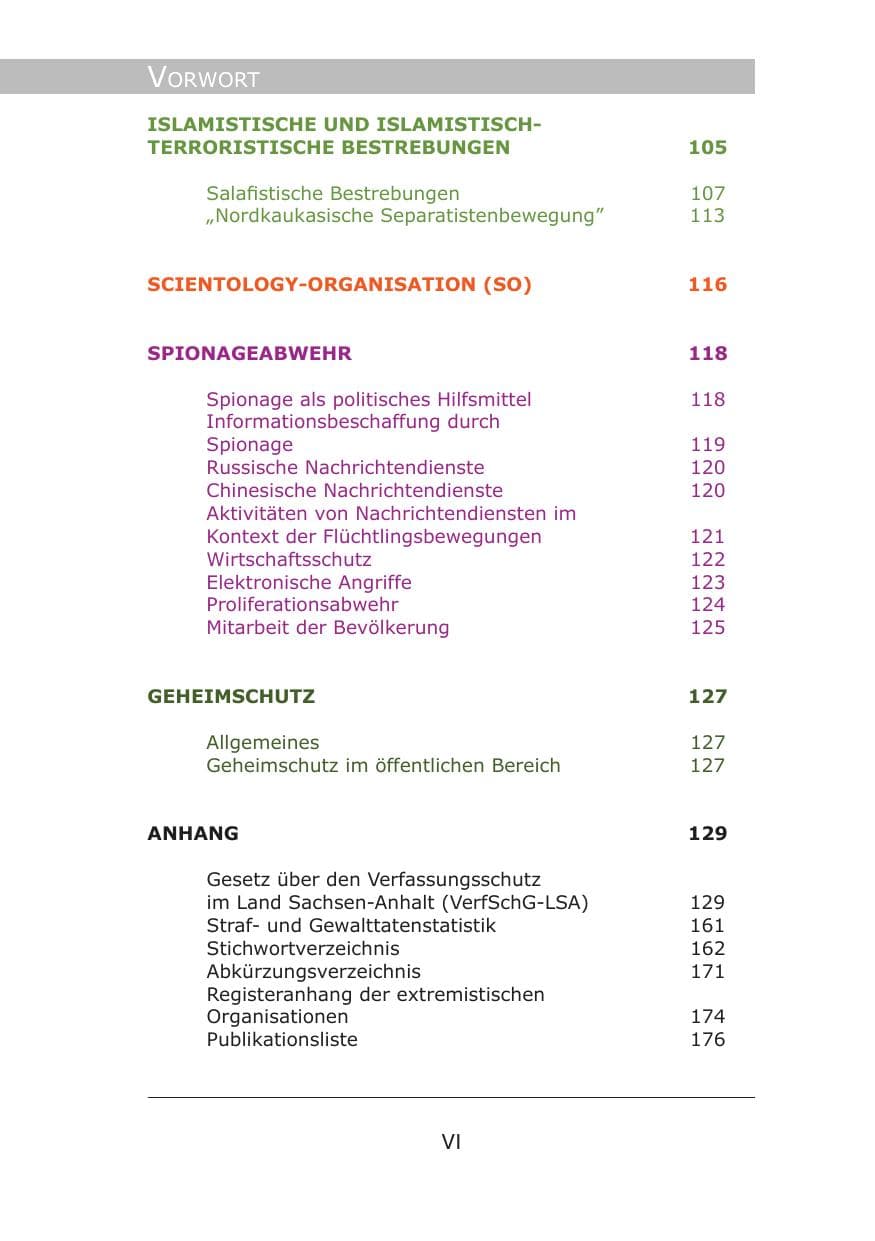 Seite 6 des Verfassungsschutzbericht 2015 Sachsen-Anhalt