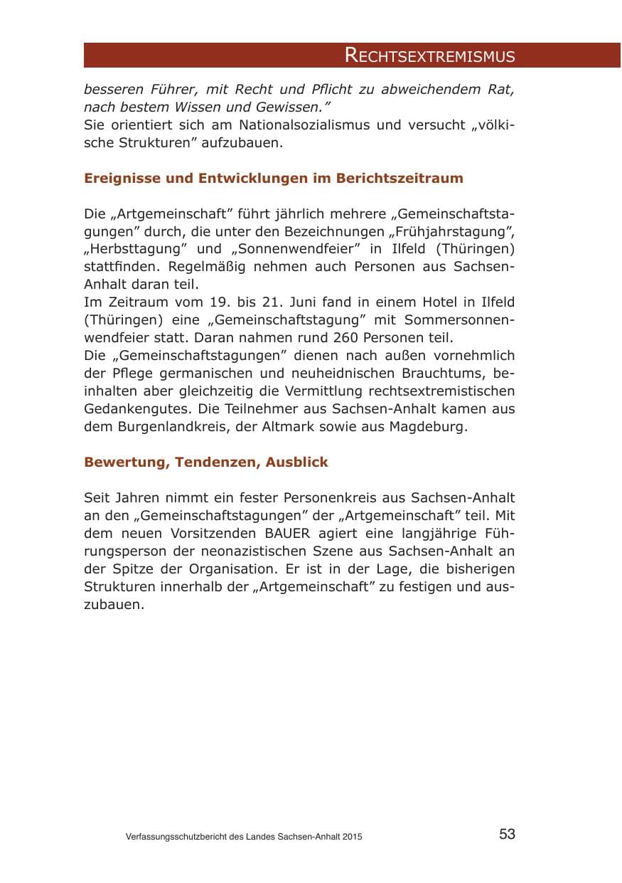 Seite 53 des Verfassungsschutzbericht 2015 Sachsen-Anhalt