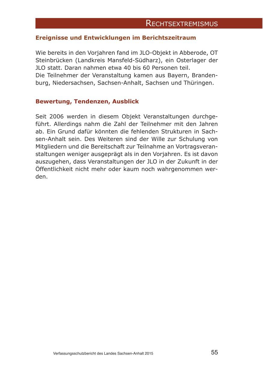 Seite 55 des Verfassungsschutzbericht 2015 Sachsen-Anhalt