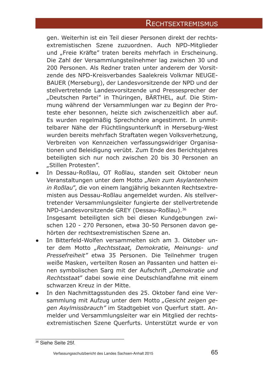 Seite 65 des Verfassungsschutzbericht 2015 Sachsen-Anhalt