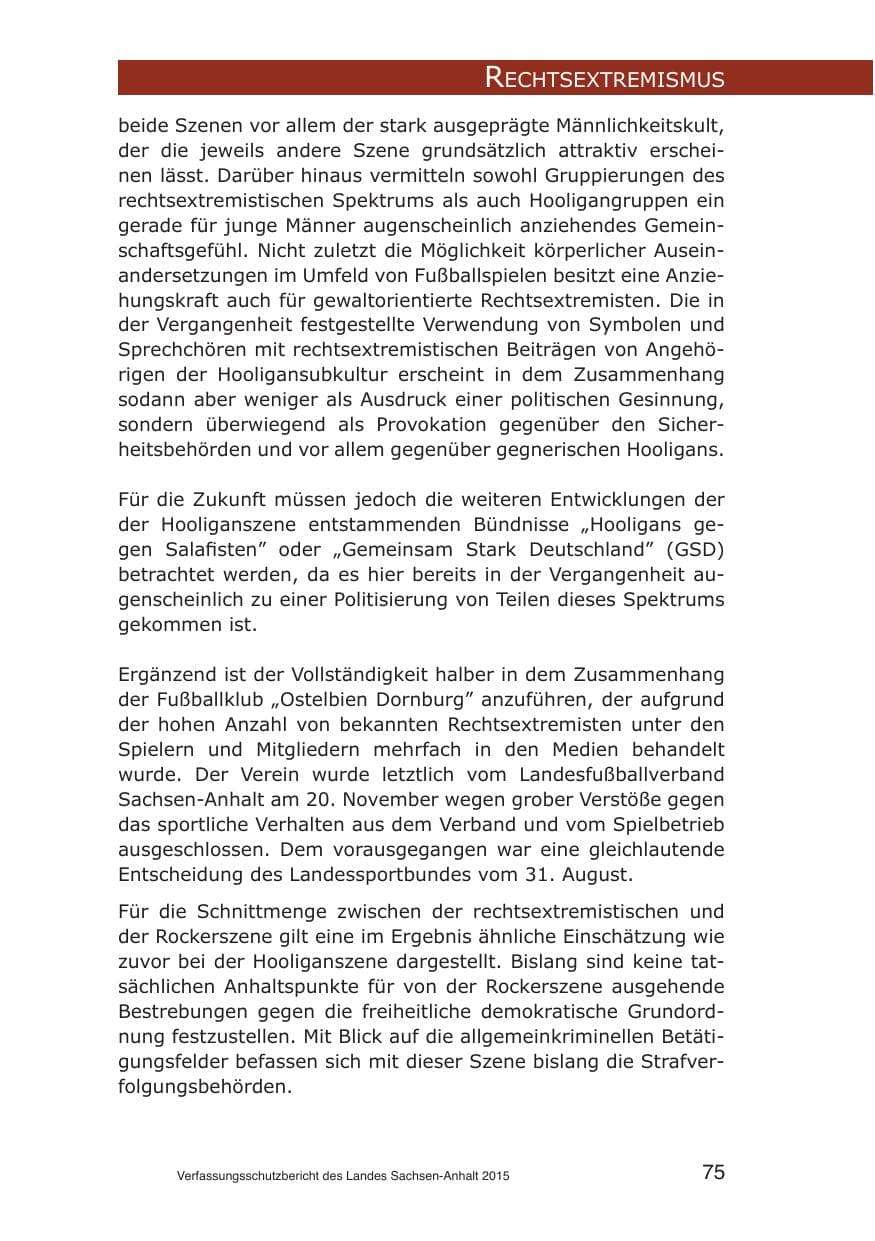 Seite 75 des Verfassungsschutzbericht 2015 Sachsen-Anhalt