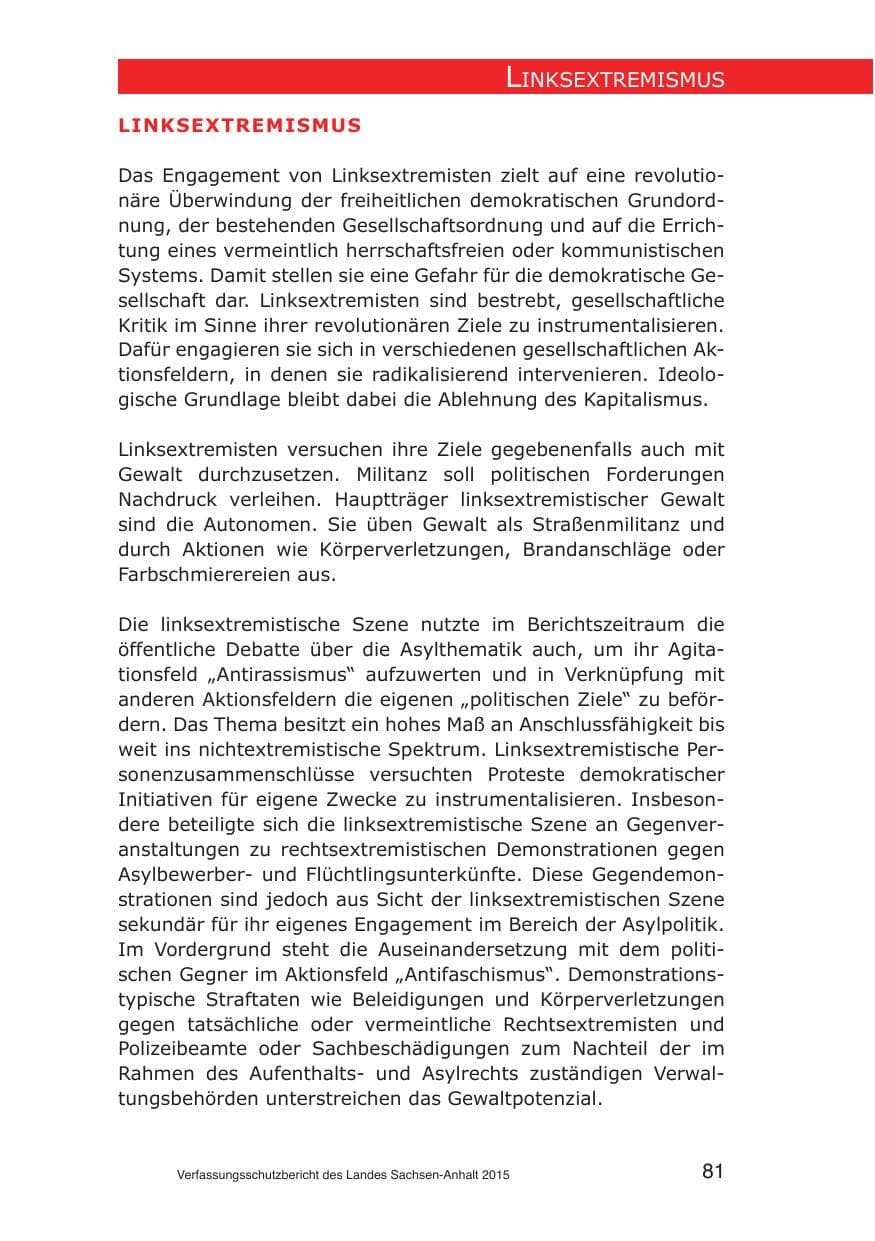 Seite 81 des Verfassungsschutzbericht 2015 Sachsen-Anhalt