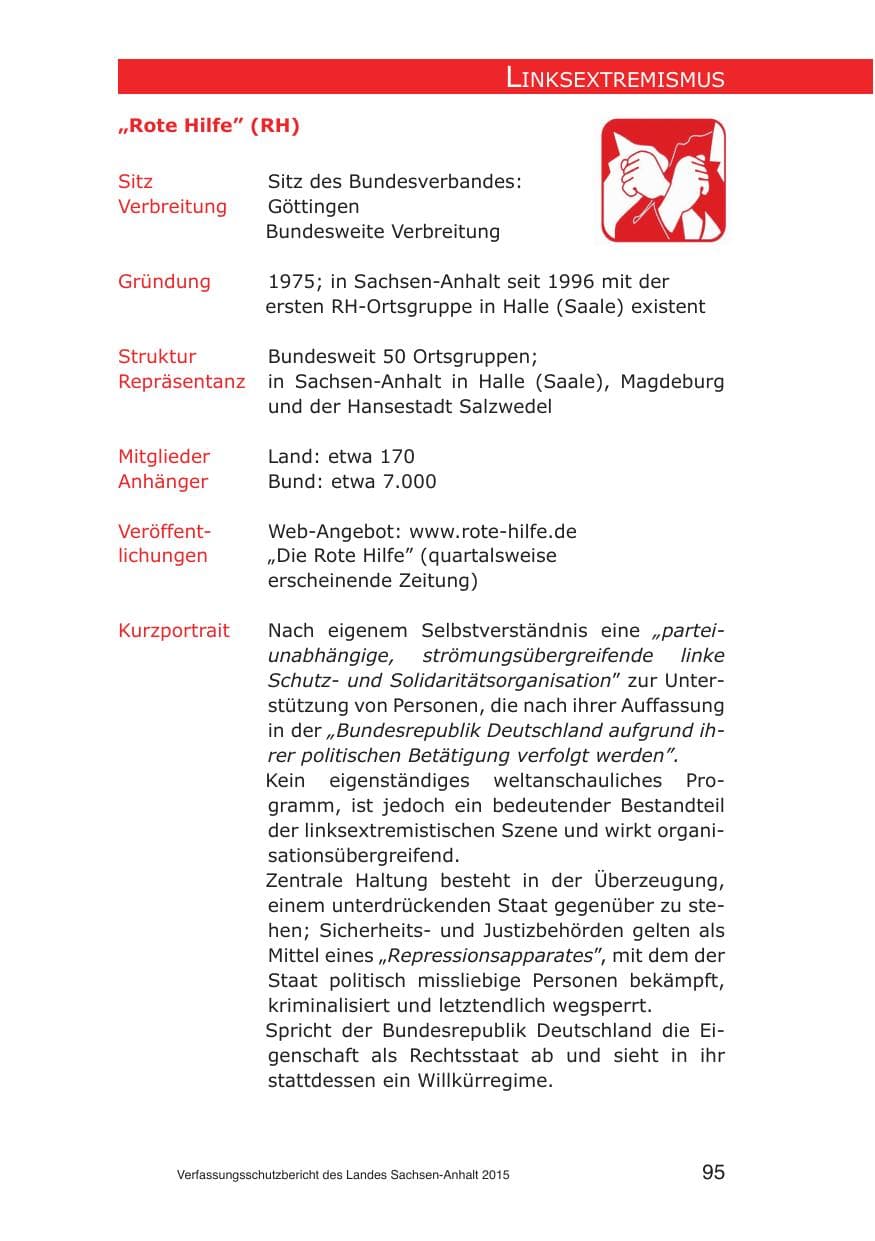 Seite 95 des Verfassungsschutzbericht 2015 Sachsen-Anhalt