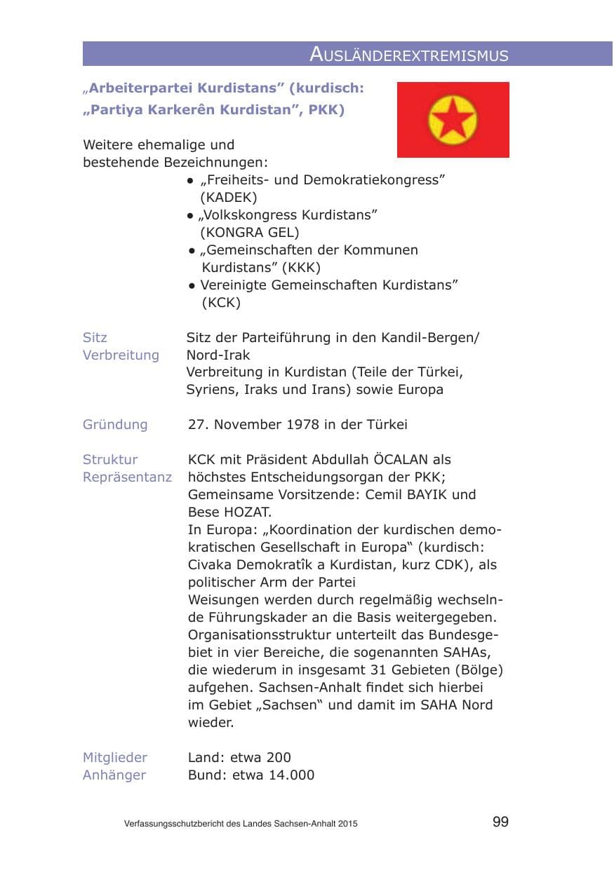 Seite 99 des Verfassungsschutzbericht 2015 Sachsen-Anhalt