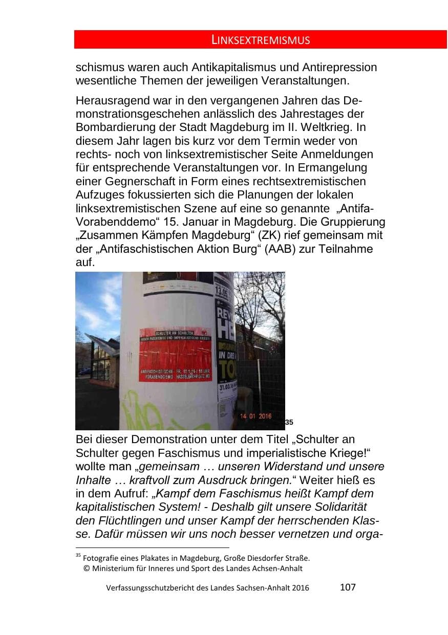 Seite 107 des Verfassungsschutzbericht 2016 Sachsen-Anhalt