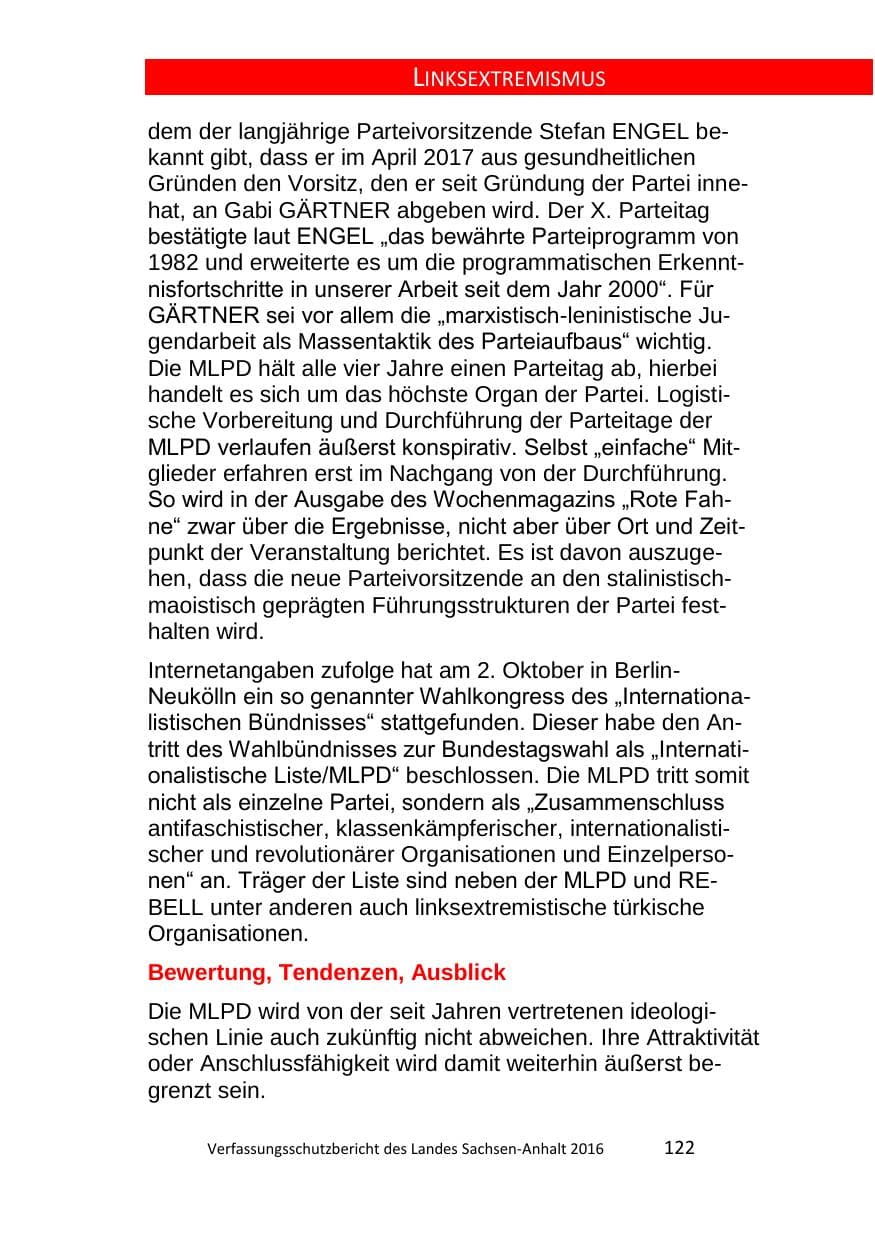 Seite 122 des Verfassungsschutzbericht 2016 Sachsen-Anhalt
