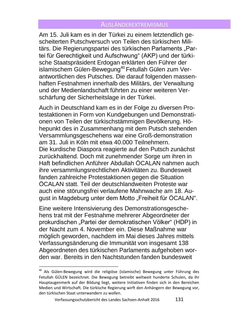 Seite 131 des Verfassungsschutzbericht 2016 Sachsen-Anhalt