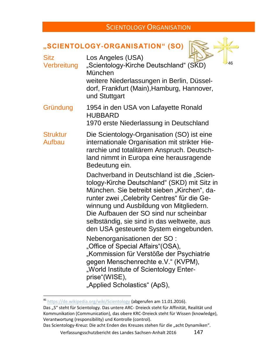 Seite 147 des Verfassungsschutzbericht 2016 Sachsen-Anhalt