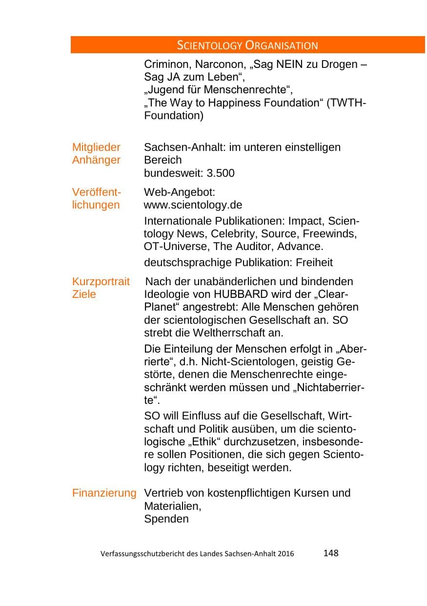 Seite 148 des Verfassungsschutzbericht 2016 Sachsen-Anhalt