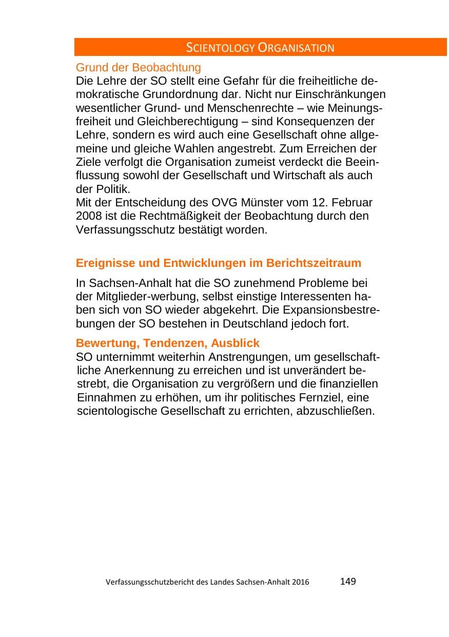 Seite 149 des Verfassungsschutzbericht 2016 Sachsen-Anhalt