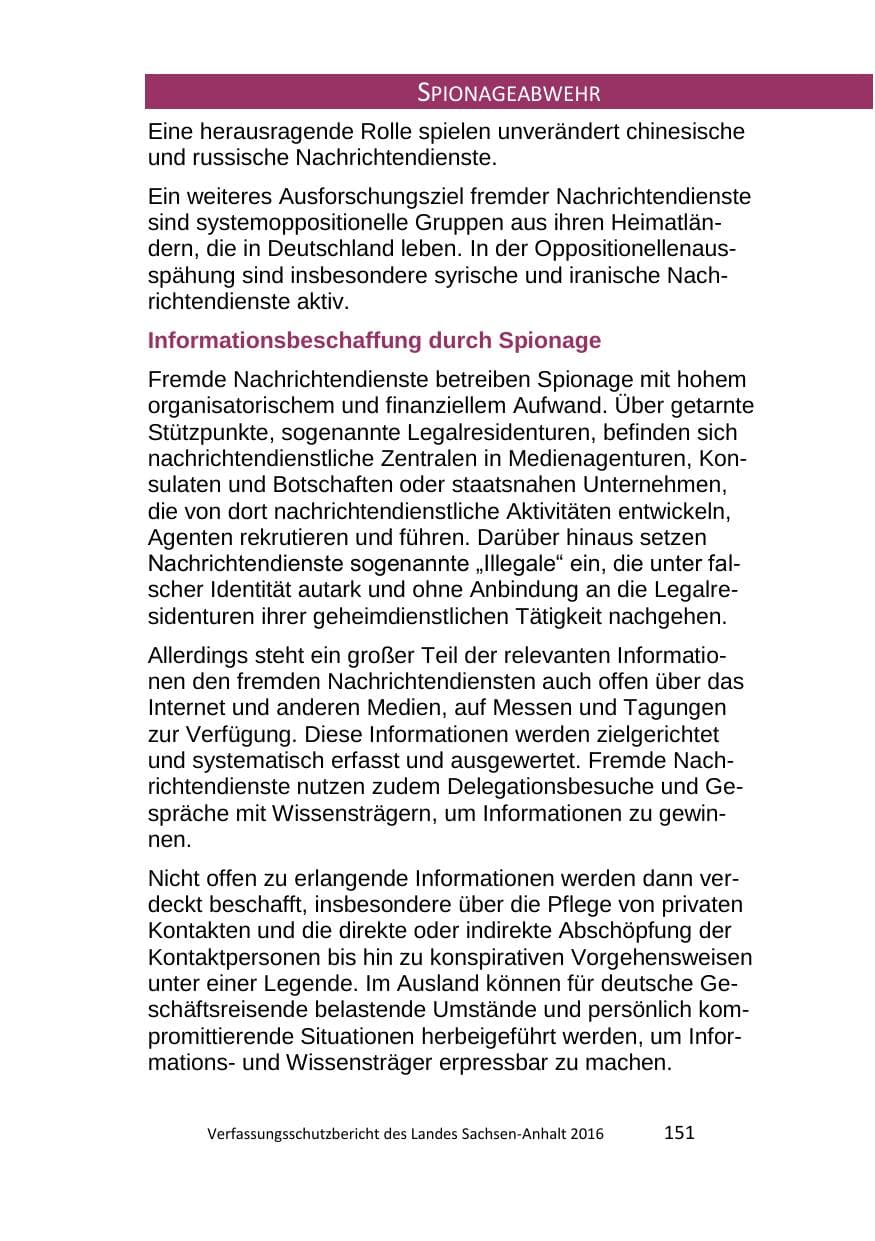 Seite 151 des Verfassungsschutzbericht 2016 Sachsen-Anhalt