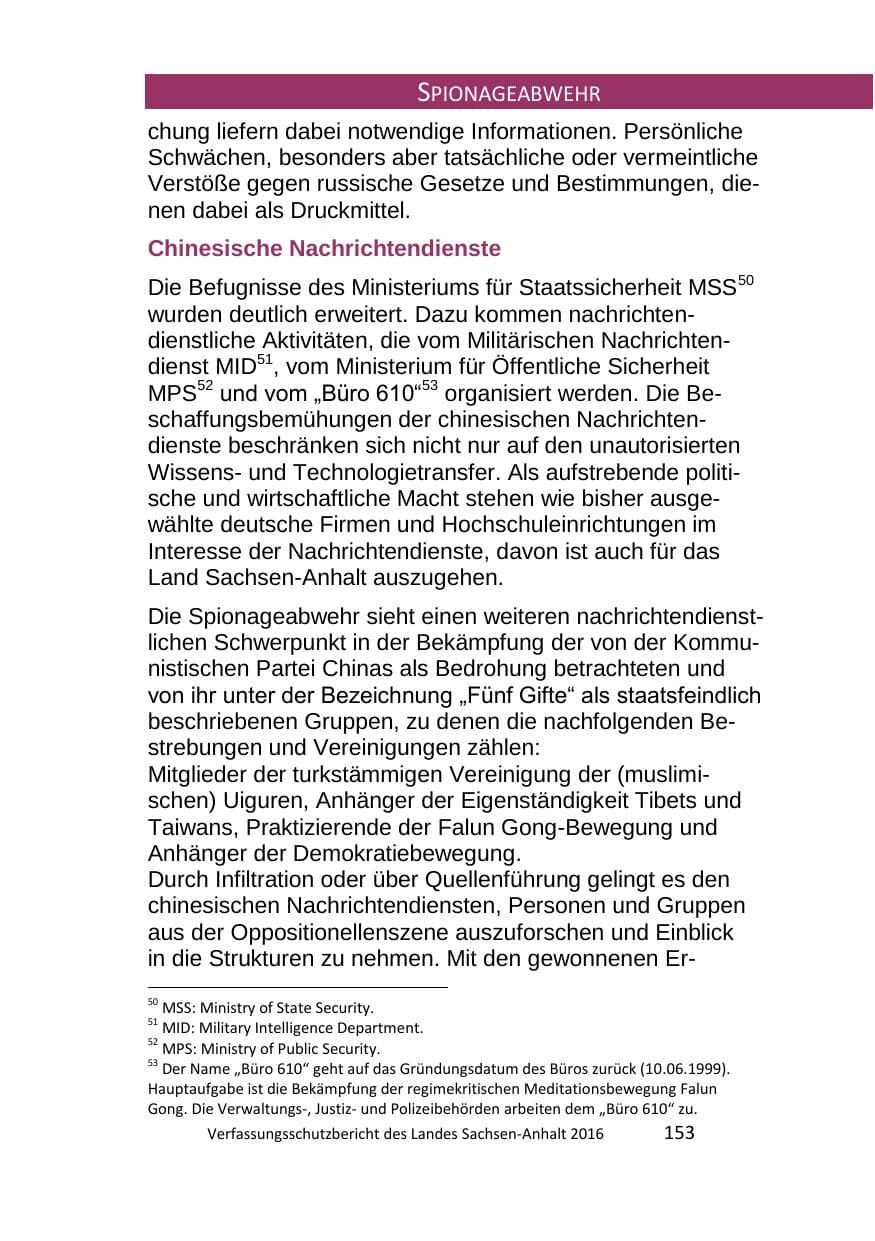 Seite 153 des Verfassungsschutzbericht 2016 Sachsen-Anhalt