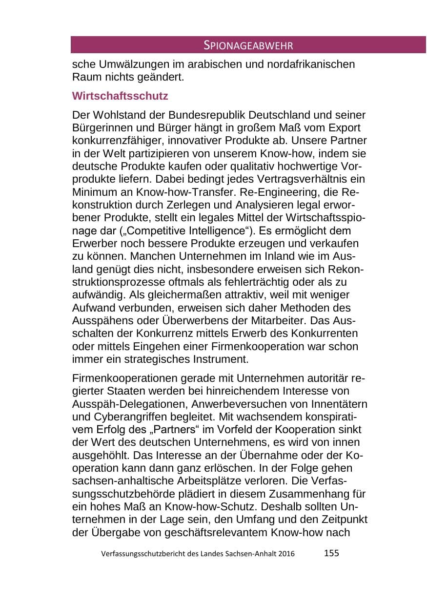 Seite 155 des Verfassungsschutzbericht 2016 Sachsen-Anhalt