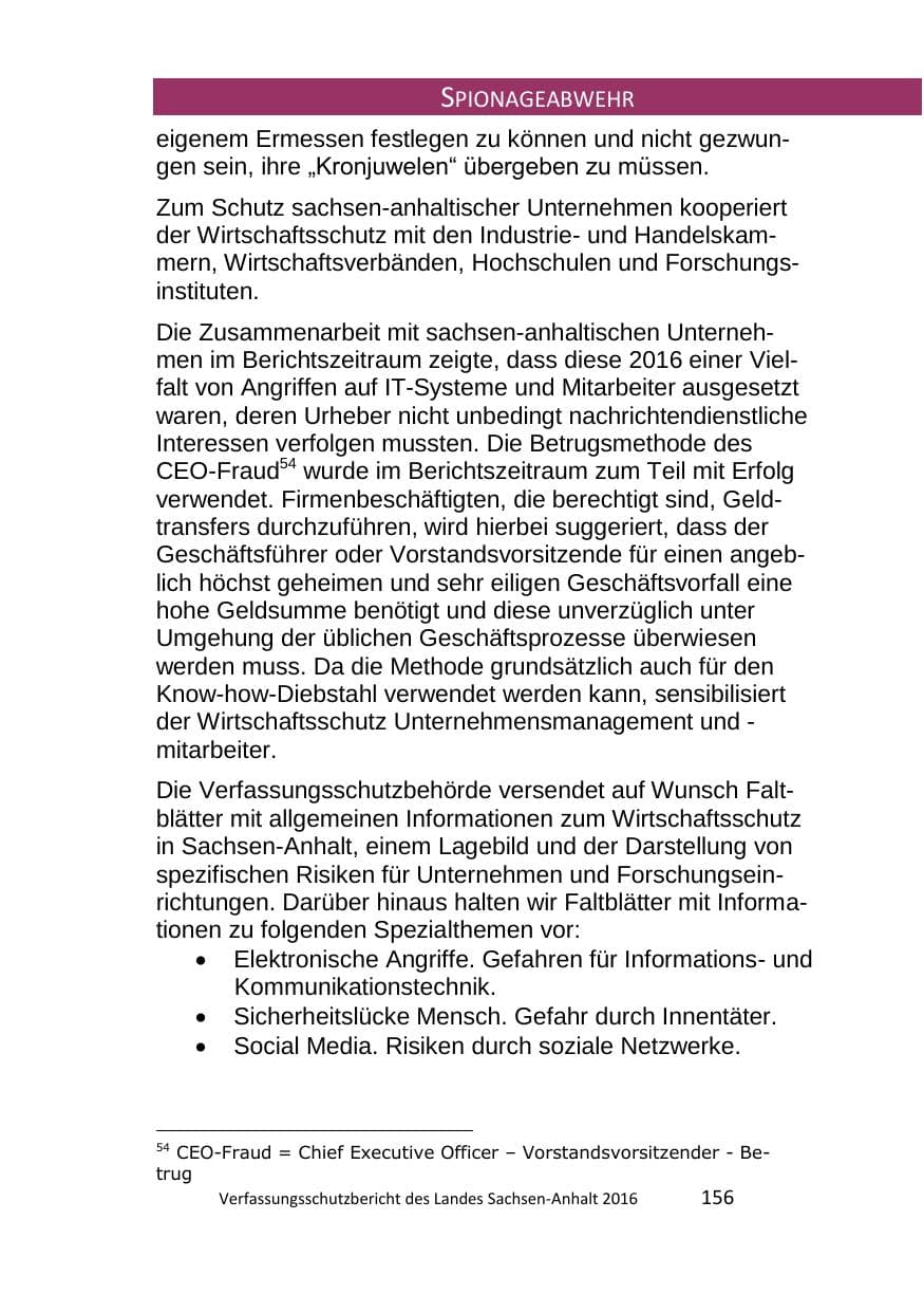 Seite 156 des Verfassungsschutzbericht 2016 Sachsen-Anhalt