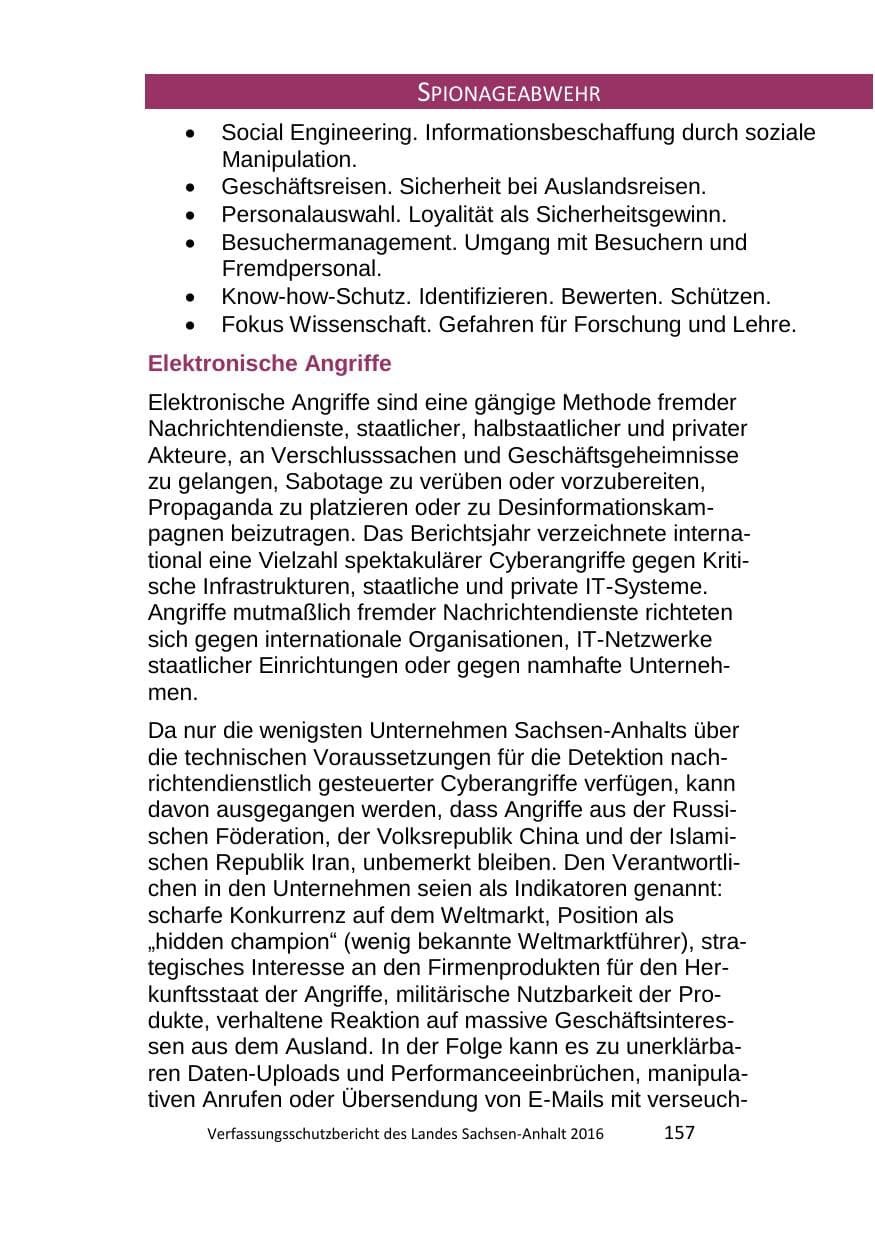 Seite 157 des Verfassungsschutzbericht 2016 Sachsen-Anhalt