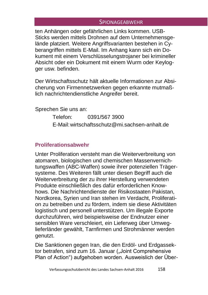 Seite 158 des Verfassungsschutzbericht 2016 Sachsen-Anhalt