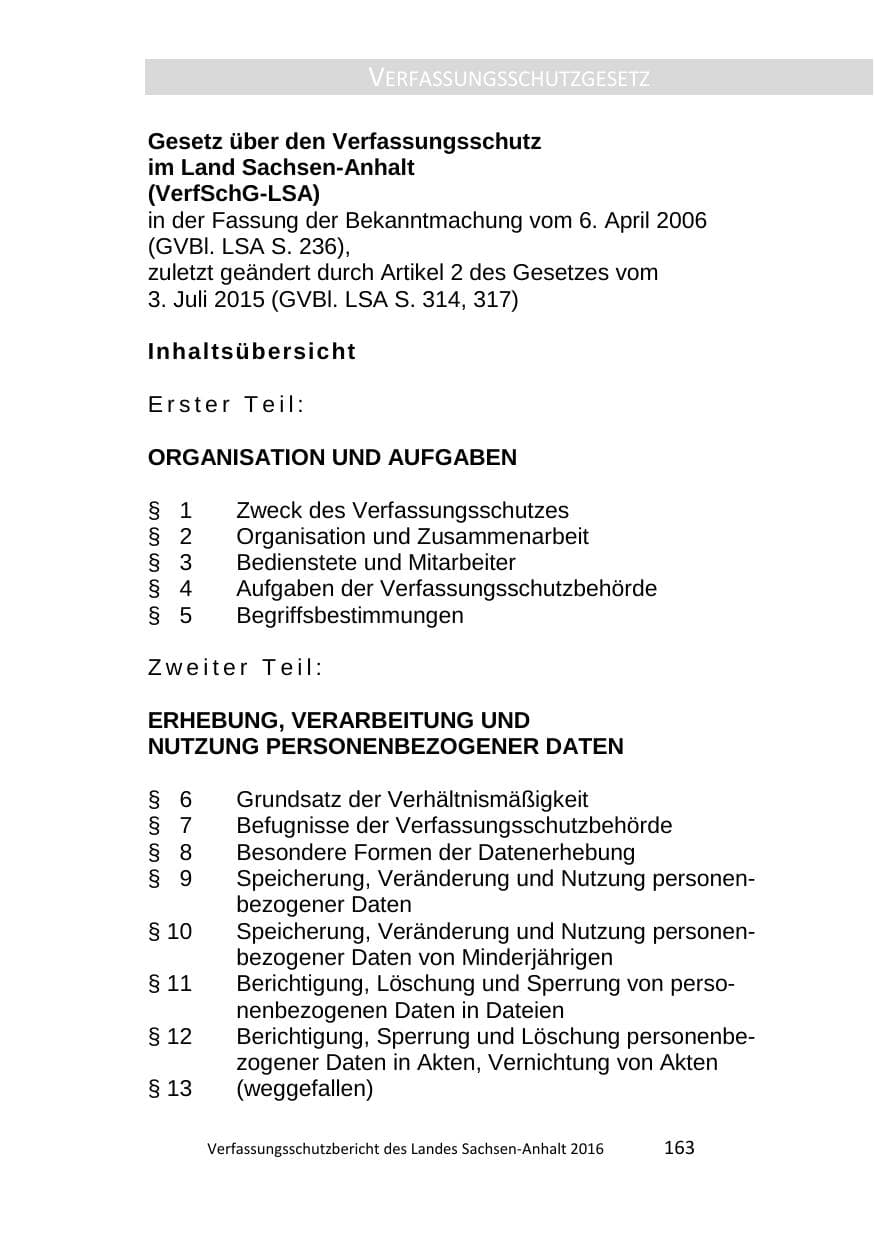 Seite 163 des Verfassungsschutzbericht 2016 Sachsen-Anhalt