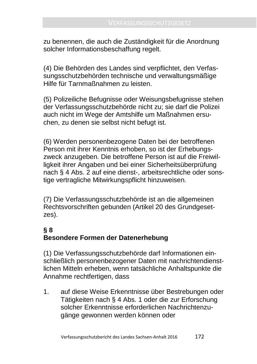 Seite 172 des Verfassungsschutzbericht 2016 Sachsen-Anhalt