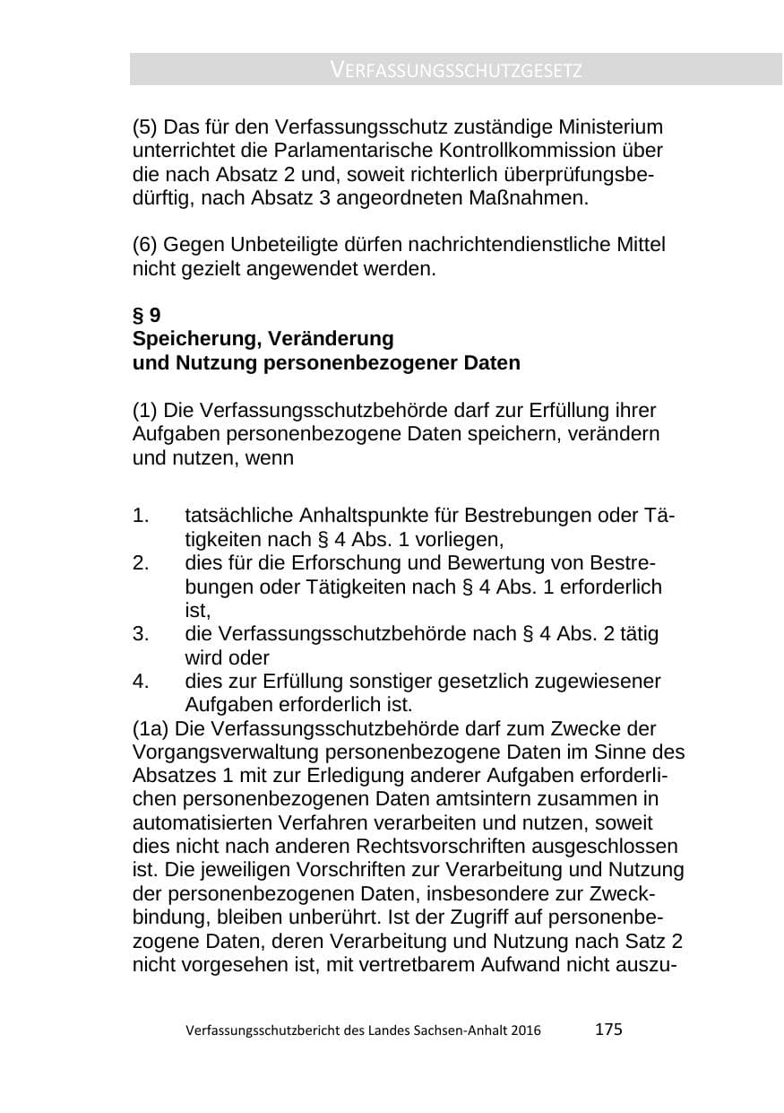 Seite 175 des Verfassungsschutzbericht 2016 Sachsen-Anhalt