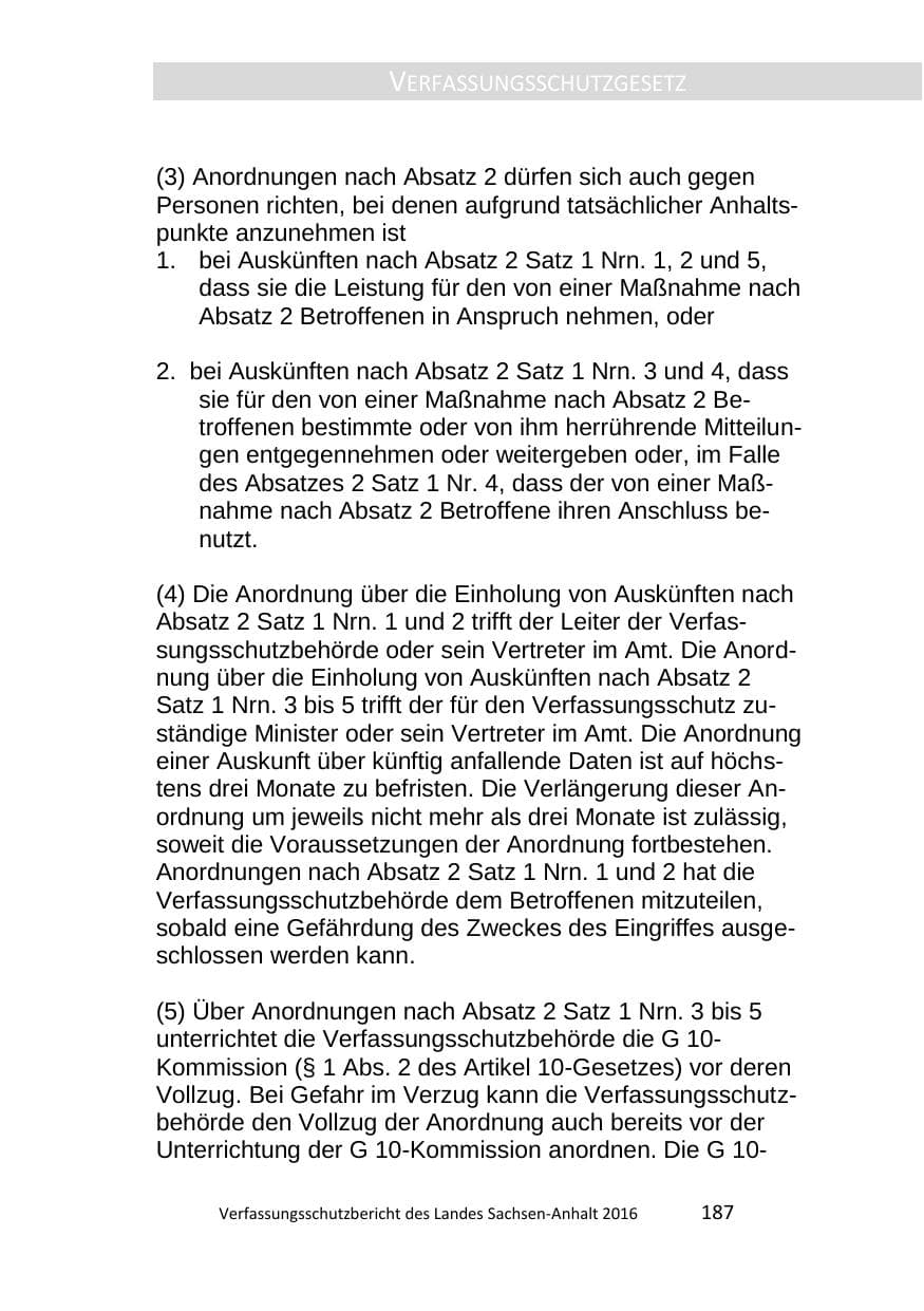 Seite 187 des Verfassungsschutzbericht 2016 Sachsen-Anhalt