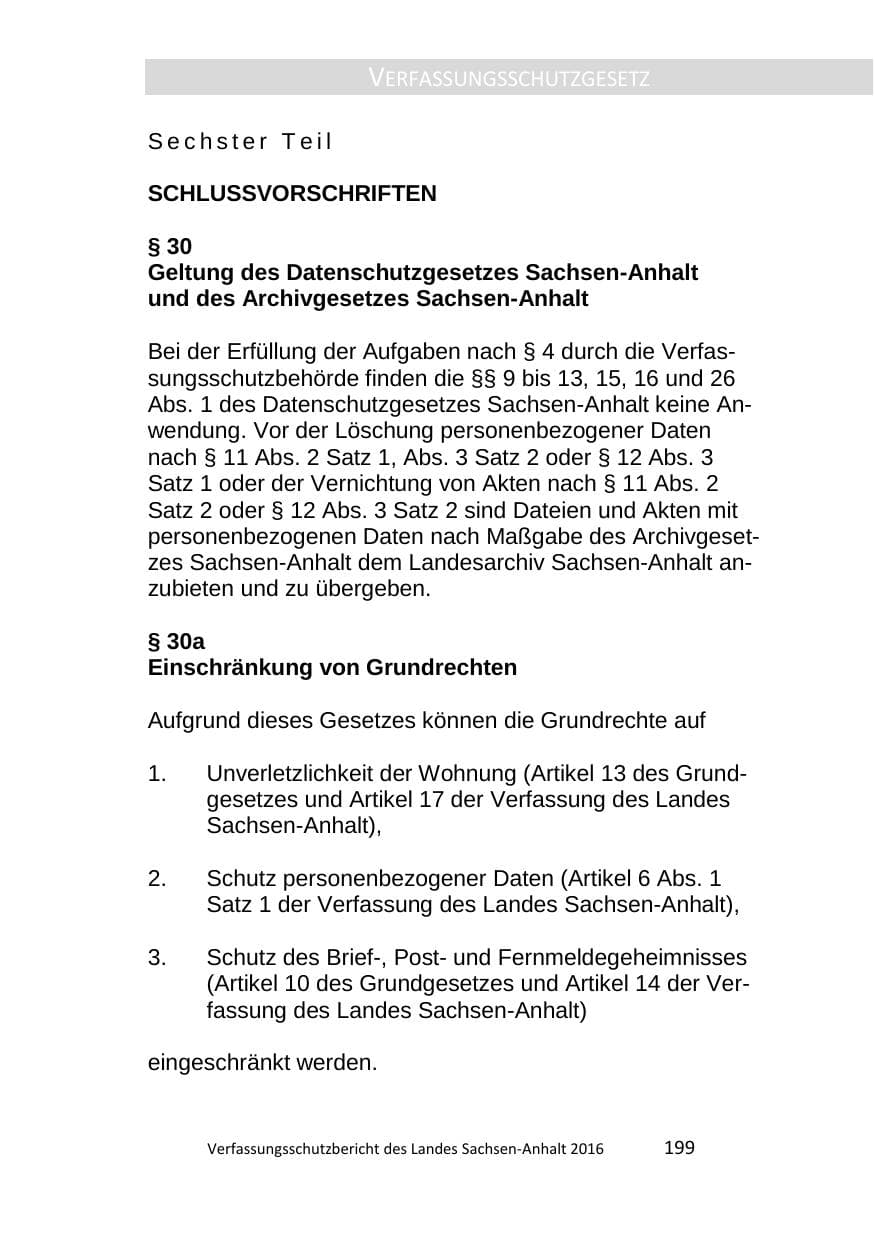 Seite 199 des Verfassungsschutzbericht 2016 Sachsen-Anhalt