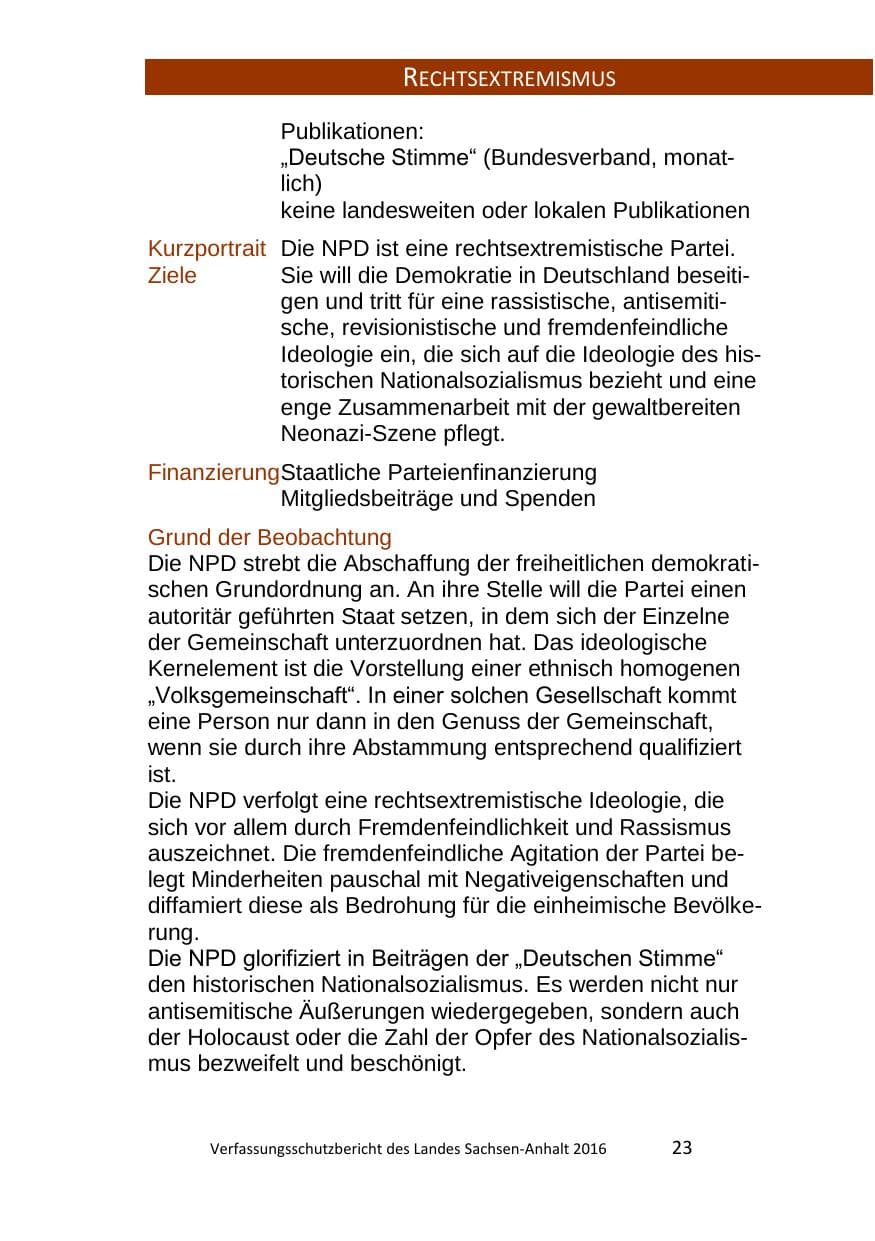 Seite 23 des Verfassungsschutzbericht 2016 Sachsen-Anhalt