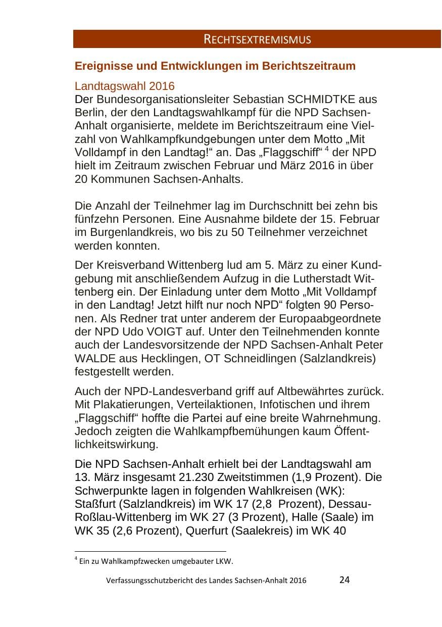 Seite 24 des Verfassungsschutzbericht 2016 Sachsen-Anhalt
