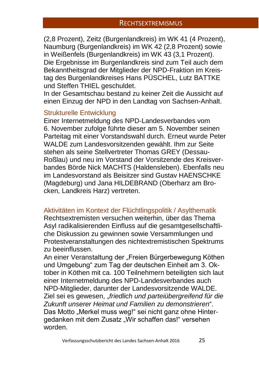 Seite 25 des Verfassungsschutzbericht 2016 Sachsen-Anhalt