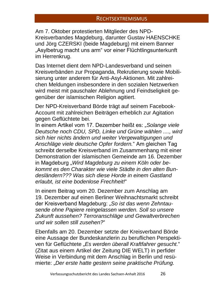 Seite 26 des Verfassungsschutzbericht 2016 Sachsen-Anhalt