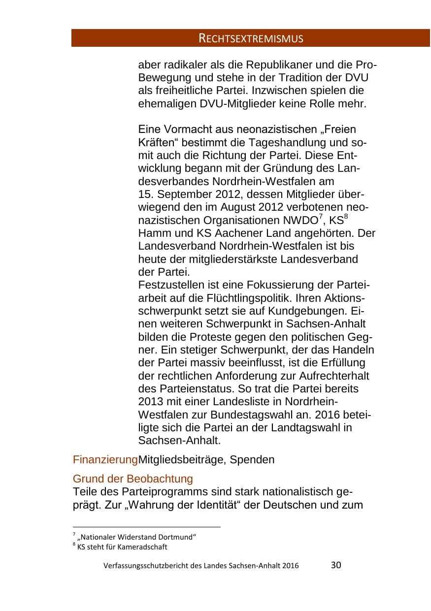 Seite 30 des Verfassungsschutzbericht 2016 Sachsen-Anhalt