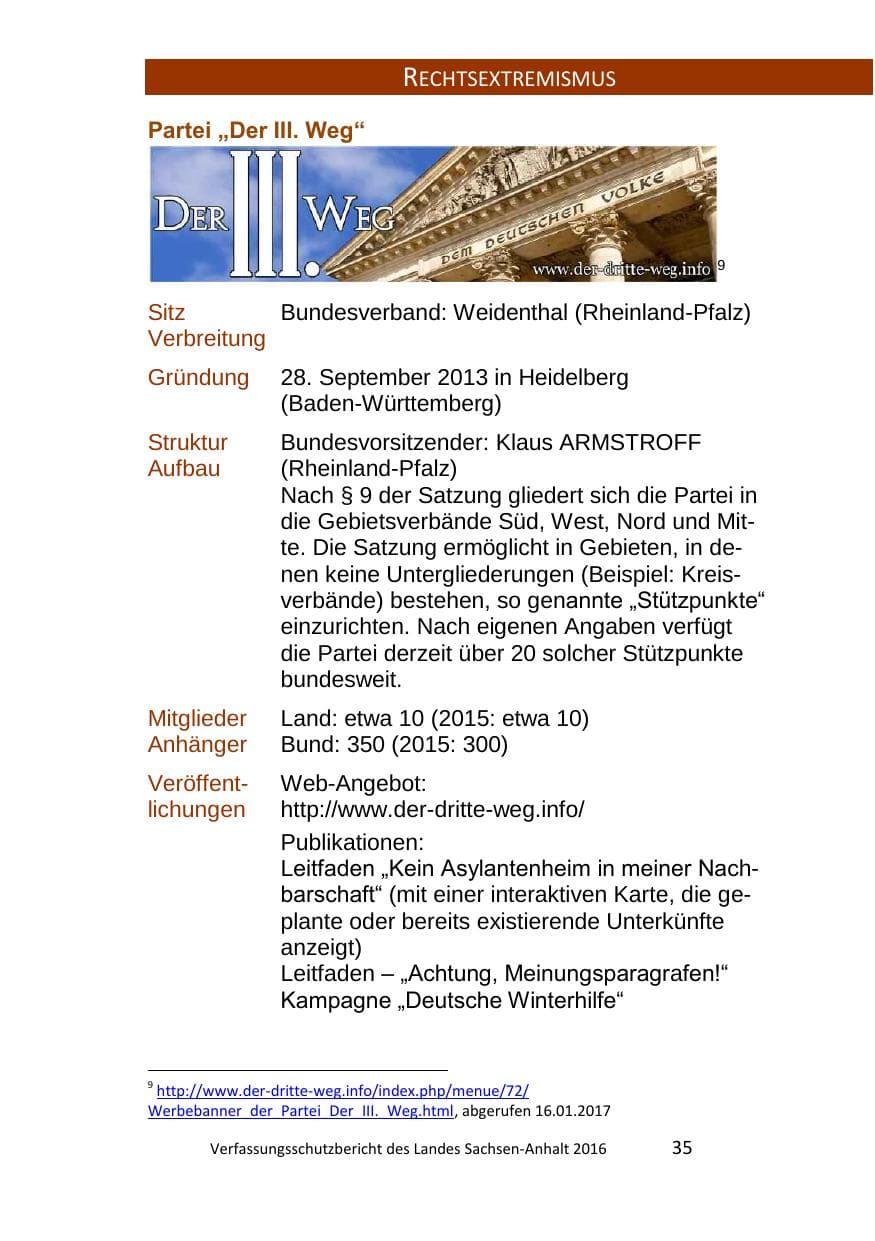 Seite 35 des Verfassungsschutzbericht 2016 Sachsen-Anhalt