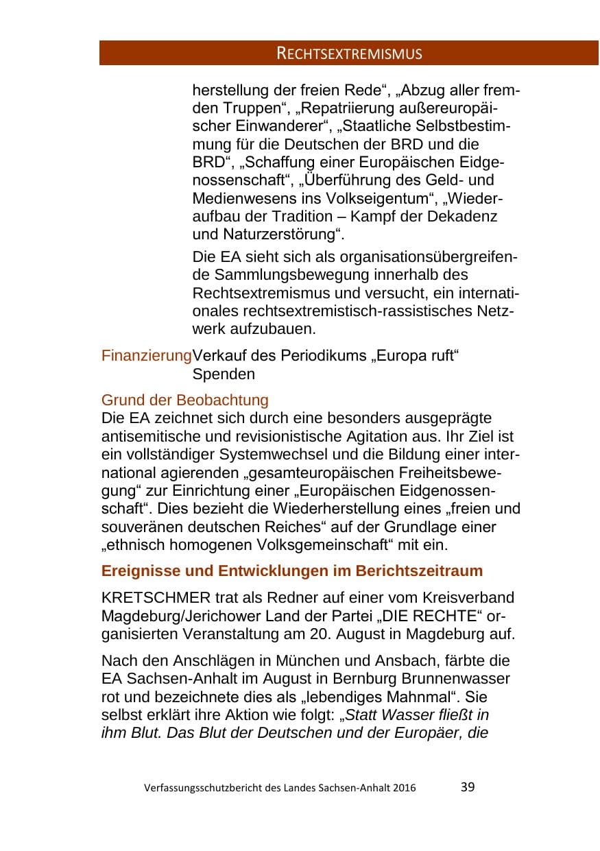 Seite 39 des Verfassungsschutzbericht 2016 Sachsen-Anhalt