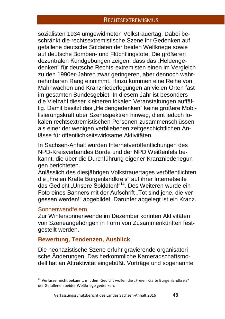 Seite 48 des Verfassungsschutzbericht 2016 Sachsen-Anhalt