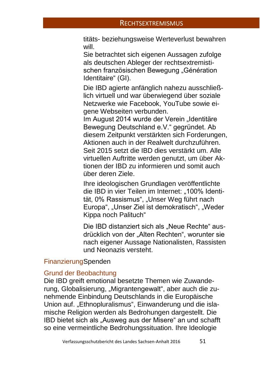 Seite 51 des Verfassungsschutzbericht 2016 Sachsen-Anhalt
